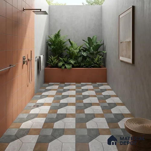 Budget Friendly Stone Look Value for Money Parking Vibrano Floor Tile 16 x 16 inch | TL 06249 | Vitrified Matte Finish Tile - 12 mm | Suitable For Parking, Outdoor, Balcony & Terrace | Pattern Alignment May Vary | 2-3 mm Spacer is Mandatory