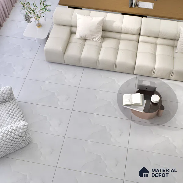 Marble Endless Carrara Wall & Floor Tile TL 06262 Off-White 4 ft x 2 ft Matte Finish Vitrified Tile - 9 mm | 4 Random Designs | Suitable For Living Room, Bedroom, Kitchen