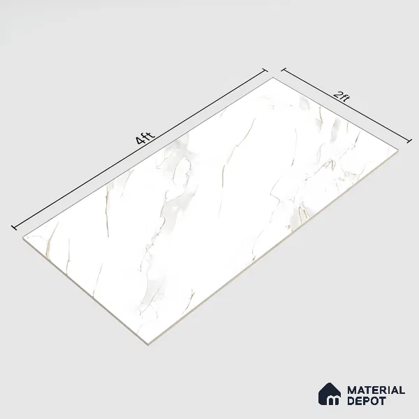 Marble Endless Bianco Lasa Wall & Floor Tile TL 06265 Off-White 4 ft x 2 ft Matte Finish Vitrified Tile - 9 mm | 6 Random Designs | Suitable For Living Room, Bedroom, Kitchen