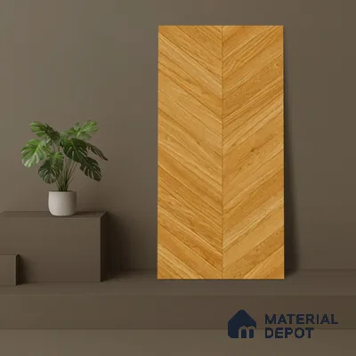 Wood Floor & Wall Tile TL 06267 B Herringbone Golden Oak 4 ft x 2 ft Vitrified Matte Finish - 9 mm (Random Design 4) | Suitable for Living Room, Bedroom, Bathroom & Kitchen