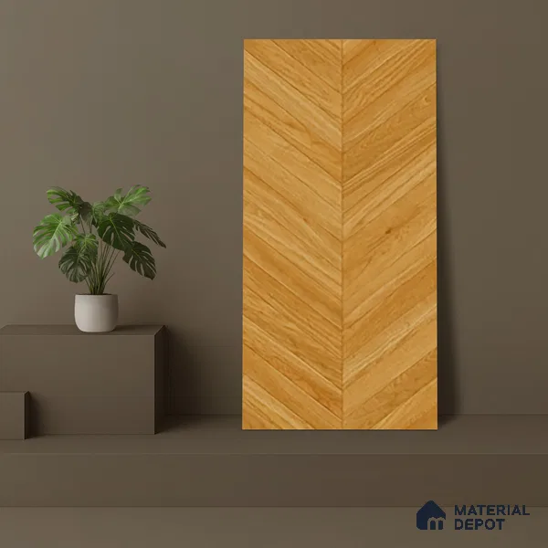 Wood Floor & Wall Tile TL 06267 B Herringbone Golden Oak 4 ft x 2 ft Vitrified Matte Finish - 9 mm (Random Design 4) | Suitable for Living Room, Bedroom, Bathroom & Kitchen