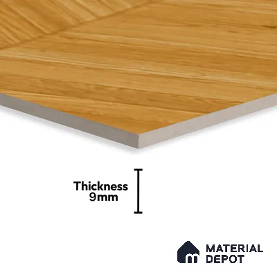 Wood Floor & Wall Tile TL 06267 B Herringbone Golden Oak 4 ft x 2 ft Vitrified Matte Finish - 9 mm (Random Design 4) | Suitable for Living Room, Bedroom, Bathroom & Kitchen