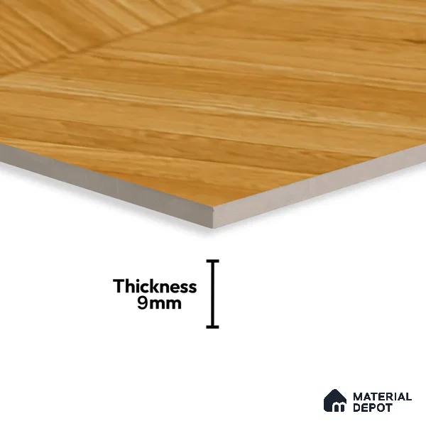 Wood Floor & Wall Tile TL 06267 B Herringbone Golden Oak 4 ft x 2 ft Vitrified Matte Finish - 9 mm (Random Design 4) | Suitable for Living Room, Bedroom, Bathroom & Kitchen
