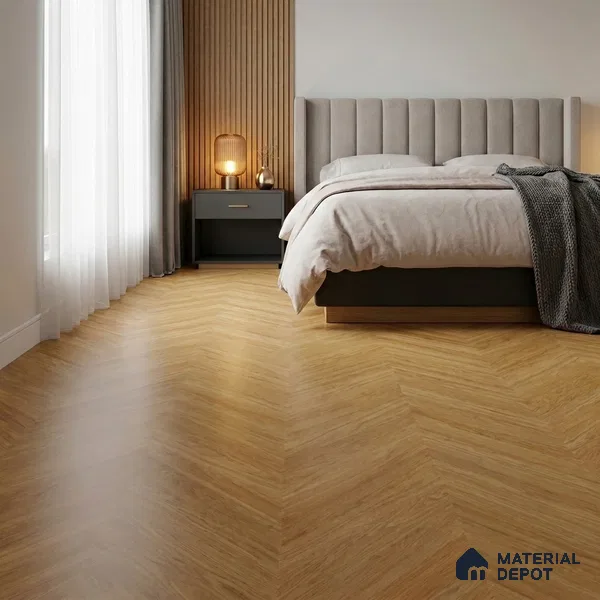 Wood Floor & Wall Tile TL 06267 B Herringbone Golden Oak 4 ft x 2 ft Vitrified Matte Finish - 9 mm (Random Design 4) | Suitable for Living Room, Bedroom, Bathroom & Kitchen
