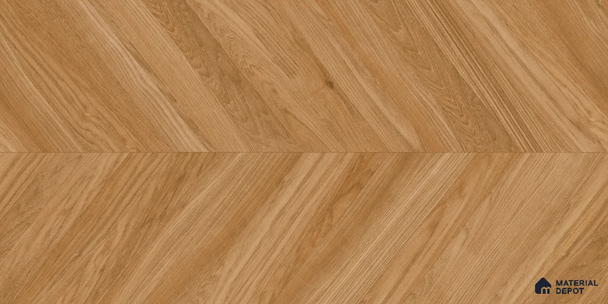 Wood Floor & Wall Tile TL 06267 C Herringbone Rustic Oak 4 ft x 2 ft Vitrified Matte Finish - 9 mm (Random Design 4) | Suitable for Living Room, Bedroom, Bathroom & Kitchen