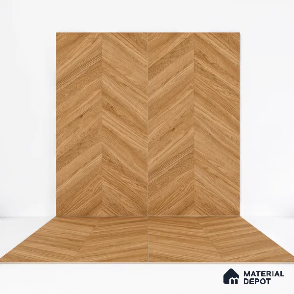 Wood Floor & Wall Tile TL 06267 C Herringbone Rustic Oak 4 ft x 2 ft Vitrified Matte Finish - 9 mm (Random Design 4) | Suitable for Living Room, Bedroom, Bathroom & Kitchen