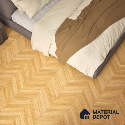 Wood Floor & Wall Tile TL 06267 C Herringbone Rustic Oak 4 ft x 2 ft Vitrified Matte Finish - 9 mm (Random Design 4) | Suitable for Living Room, Bedroom, Bathroom & Kitchen