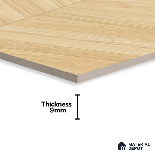 Wood Floor & Wall Tile TL 06267 D Herringbone Pinewood Charm 4 ft x 2 ft Vitrified Matte Finish - 9 mm (Random Design 4) | Suitable for Living Room, Bedroom, Bathroom & Kitchen