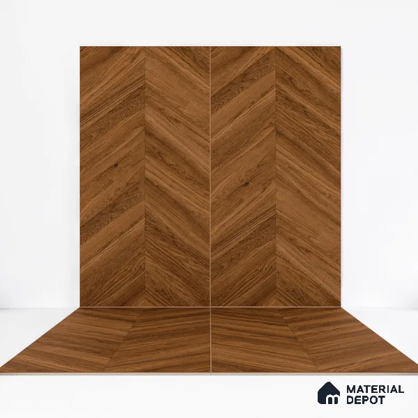 Wood Floor & Wall Tile TL 06267 Herringbone Midnight Oak 4 ft x 2 ft Vitrified Matte Finish - 9 mm (Random Design 4) | Suitable for Living Room, Bedroom, Bathroom & Kitchen