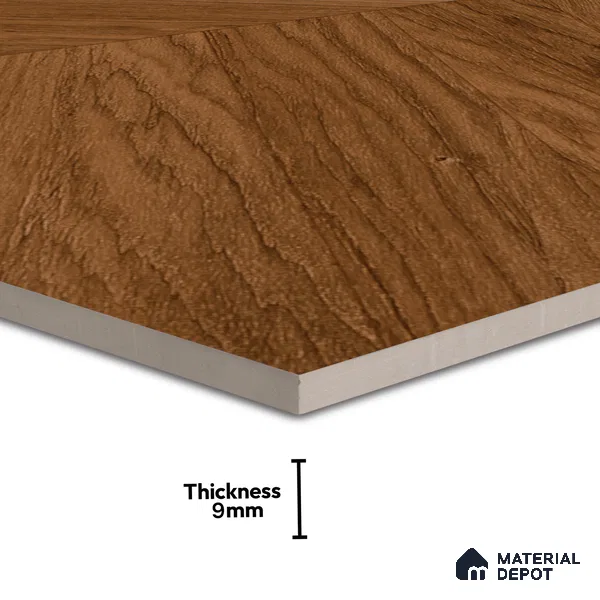 Wood Floor & Wall Tile TL 06267 Herringbone Midnight Oak 4 ft x 2 ft Vitrified Matte Finish - 9 mm (Random Design 4) | Suitable for Living Room, Bedroom, Bathroom & Kitchen