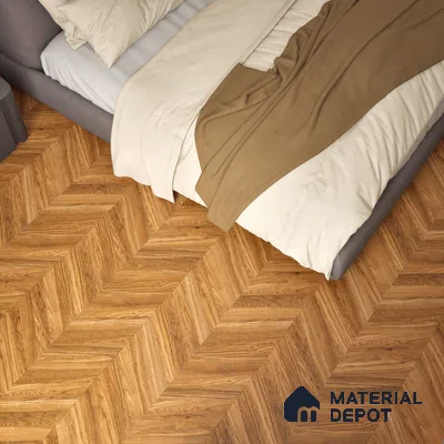 Wood Floor & Wall Tile TL 06267 Herringbone Midnight Oak 4 ft x 2 ft Vitrified Matte Finish - 9 mm (Random Design 4) | Suitable for Living Room, Bedroom, Bathroom & Kitchen