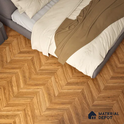 Wood Floor & Wall Tile TL 06267 Herringbone Midnight Oak 4 ft x 2 ft Vitrified Matte Finish - 9 mm (Random Design 4) | Suitable for Living Room, Bedroom, Bathroom & Kitchen