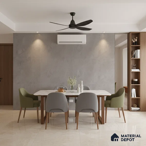 Punch Wall Tile TL 06268 C Colossus Graphite Monolith 4 ft x 2 ft Vitrified Punch Finish - 9 mm (Random Design 4) | Suitable for Living Room, Bedroom, Bathroom & Kitchen