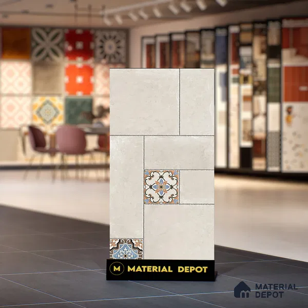 Punch Floor & Wall Tile TL 06270 B Slateon Zamora Ivory 4 ft x 2 ft Vitrified Punch Finish - 9 mm | Suitable for Living Room, Bedroom, Kitchen