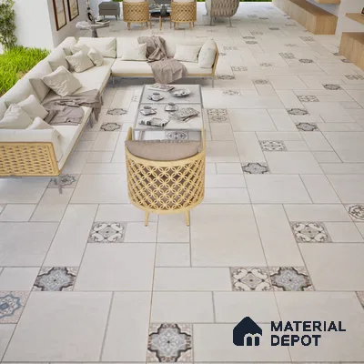 Punch Floor & Wall Tile TL 06270 B Slateon Zamora Ivory 4 ft x 2 ft Vitrified Punch Finish - 9 mm | Suitable for Living Room, Bedroom, Kitchen