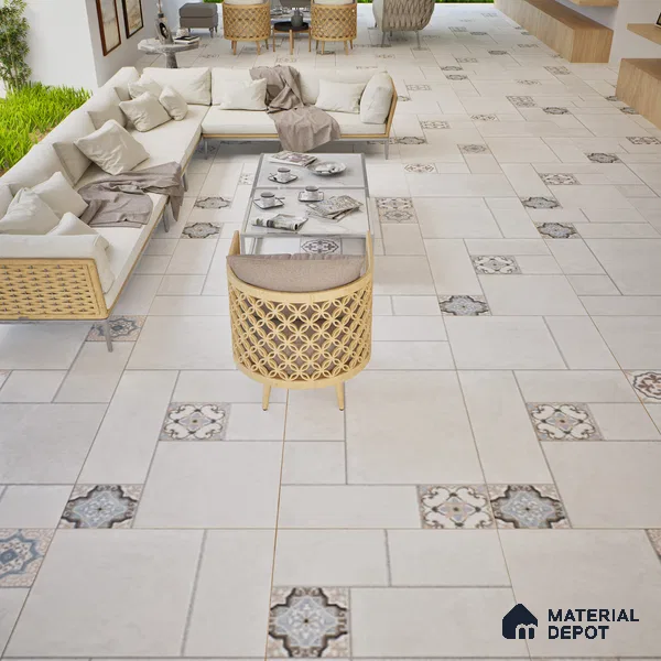 Punch Floor & Wall Tile TL 06270 B Slateon Zamora Ivory 4 ft x 2 ft Vitrified Punch Finish - 9 mm | Suitable for Living Room, Bedroom, Kitchen