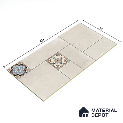 Punch Floor & Wall Tile TL 06270 B Slateon Zamora Ivory 4 ft x 2 ft Vitrified Punch Finish - 9 mm | Suitable for Living Room, Bedroom, Kitchen