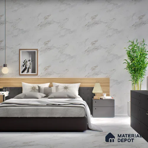Marble Endless Bianco Lasa Wall & Floor Tile TL 06271 Off-White 4 ft x 2 ft Matte Finish Vitrified Tile - 9 mm | 4 Random Designs | Suitable For Living Room, Bedroom, Kitchen