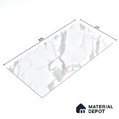 Marble Endless Calacatta Wall & Floor Tile TL 06272 Off-White 4 ft x 2 ft Matte Finish Vitrified Tile - 9 mm | 4 Random Designs | Suitable For Living Room, Bedroom, Kitchen