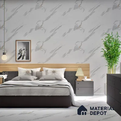 Marble Endless Calacatta Wall & Floor Tile TL 06272 Off-White 4 ft x 2 ft Matte Finish Vitrified Tile - 9 mm | 4 Random Designs | Suitable For Living Room, Bedroom, Kitchen
