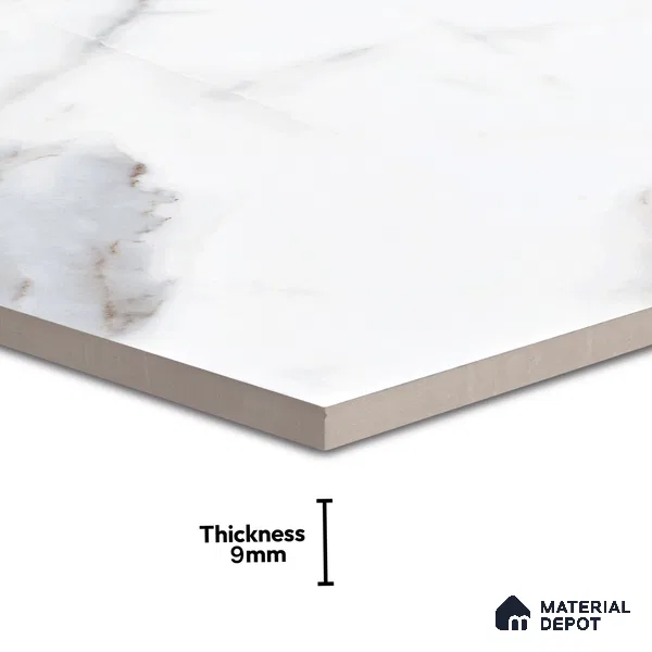 Marble Endless Calacatta Wall & Floor Tile TL 06272 Off-White 4 ft x 2 ft Matte Finish Vitrified Tile - 9 mm | 4 Random Designs | Suitable For Living Room, Bedroom, Kitchen