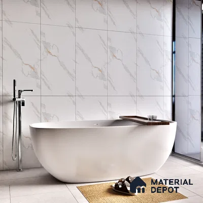 Marble Endless Calacatta Wall & Floor Tile TL 06272 Off-White 4 ft x 2 ft Matte Finish Vitrified Tile - 9 mm | 4 Random Designs | Suitable For Living Room, Bedroom, Kitchen
