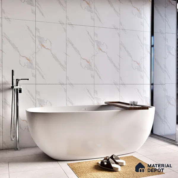 Marble Endless Calacatta Wall & Floor Tile TL 06272 Off-White 4 ft x 2 ft Matte Finish Vitrified Tile - 9 mm | 4 Random Designs | Suitable For Living Room, Bedroom, Kitchen