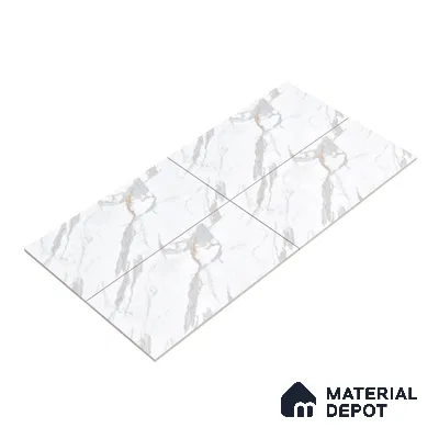 Marble Endless Calacatta Wall & Floor Tile TL 06272 Off-White 4 ft x 2 ft Matte Finish Vitrified Tile - 9 mm | 4 Random Designs | Suitable For Living Room, Bedroom, Kitchen