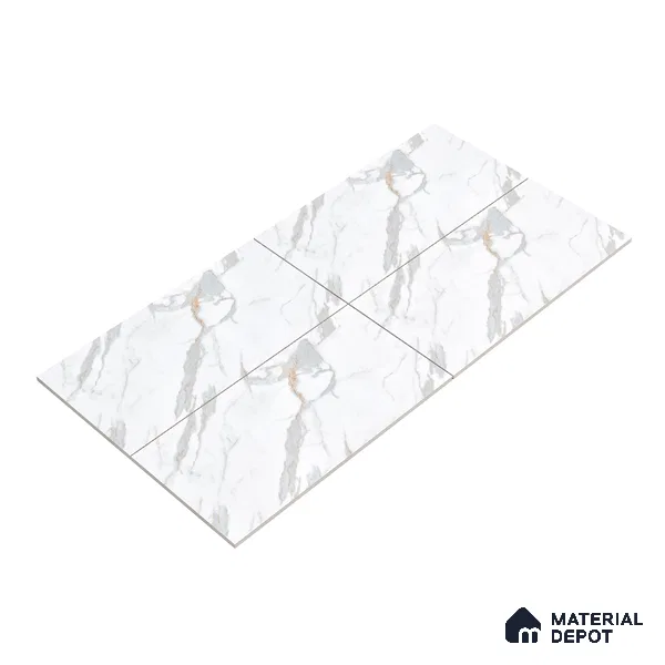 Marble Endless Calacatta Wall & Floor Tile TL 06272 Off-White 4 ft x 2 ft Matte Finish Vitrified Tile - 9 mm | 4 Random Designs | Suitable For Living Room, Bedroom, Kitchen