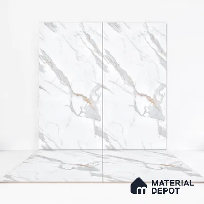 Marble Endless Calacatta Wall & Floor Tile TL 06272 Off-White 4 ft x 2 ft Matte Finish Vitrified Tile - 9 mm | 4 Random Designs | Suitable For Living Room, Bedroom, Kitchen
