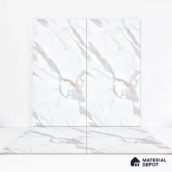 Marble Endless Calacatta Wall & Floor Tile TL 06272 Off-White 4 ft x 2 ft Matte Finish Vitrified Tile - 9 mm | 4 Random Designs | Suitable For Living Room, Bedroom, Kitchen