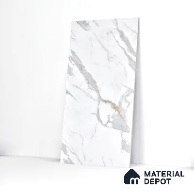 Marble Endless Calacatta Wall & Floor Tile TL 06272 Off-White 4 ft x 2 ft Matte Finish Vitrified Tile - 9 mm | 4 Random Designs | Suitable For Living Room, Bedroom, Kitchen