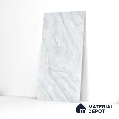 Marble Endless Onyx Wall & Floor Tile TL 06273 Cool White 4 ft x 2 ft Matte Finish Vitrified Tile - 9 mm | 4 Random Designs | Suitable For Living Room, Bedroom, Kitchen