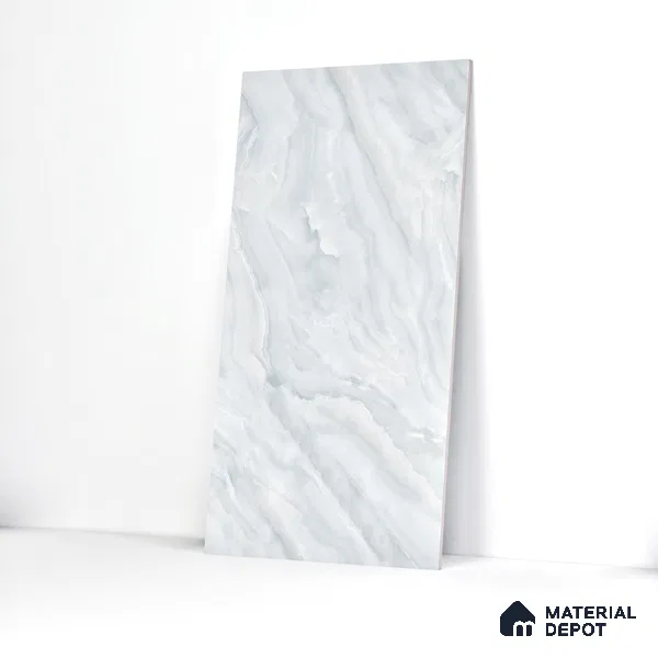 Marble Endless Onyx Wall & Floor Tile TL 06273 Cool White 4 ft x 2 ft Matte Finish Vitrified Tile - 9 mm | 4 Random Designs | Suitable For Living Room, Bedroom, Kitchen
