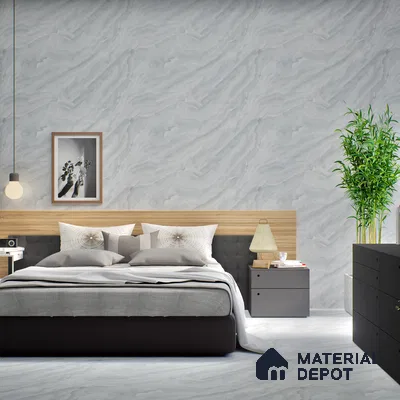 Marble Endless Onyx Wall & Floor Tile TL 06273 Cool White 4 ft x 2 ft Matte Finish Vitrified Tile - 9 mm | 4 Random Designs | Suitable For Living Room, Bedroom, Kitchen