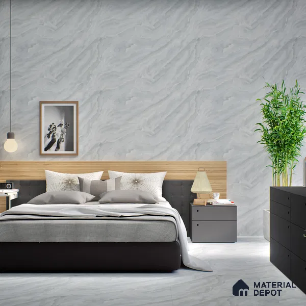 Marble Endless Onyx Wall & Floor Tile TL 06273 Cool White 4 ft x 2 ft Matte Finish Vitrified Tile - 9 mm | 4 Random Designs | Suitable For Living Room, Bedroom, Kitchen
