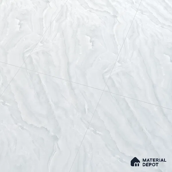 Marble Endless Onyx Wall & Floor Tile TL 06273 Cool White 4 ft x 2 ft Matte Finish Vitrified Tile - 9 mm | 4 Random Designs | Suitable For Living Room, Bedroom, Kitchen