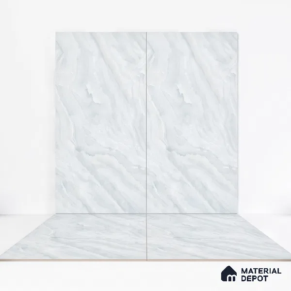 Marble Endless Onyx Wall & Floor Tile TL 06273 Cool White 4 ft x 2 ft Matte Finish Vitrified Tile - 9 mm | 4 Random Designs | Suitable For Living Room, Bedroom, Kitchen