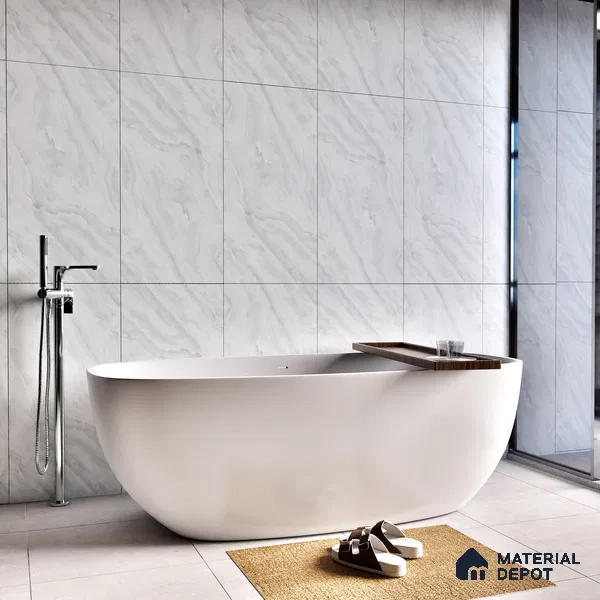 Marble Endless Onyx Wall & Floor Tile TL 06273 Cool White 4 ft x 2 ft Matte Finish Vitrified Tile - 9 mm | 4 Random Designs | Suitable For Living Room, Bedroom, Kitchen
