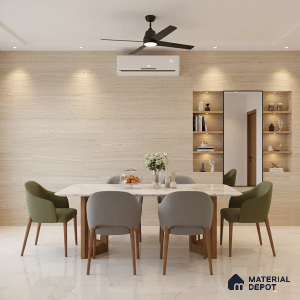 Punch Floor & Wall Tile TL 06274 B Bash Beige Tranquil 4 ft x 2 ft Vitrified Punch Finish - 9 mm (Random Design 3) | Suitable for Living Room, Bedroom, Bathroom & Kitchen (Sample)