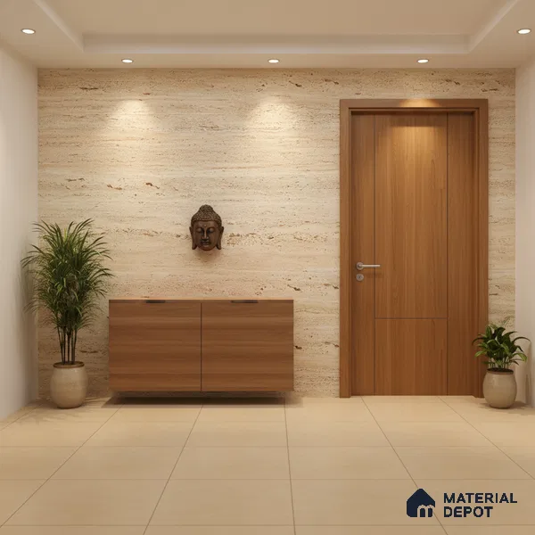Punch Floor & Wall Tile TL 06274 B Bash Beige Tranquil 4 ft x 2 ft Vitrified Punch Finish - 9 mm (Random Design 3) | Suitable for Living Room, Bedroom, Bathroom & Kitchen (Sample)
