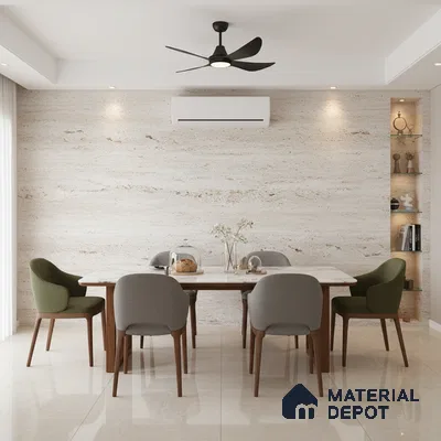 Punch Floor & Wall Tile TL 06274 C Bash Glaze Pearl 4 ft x 2 ft Vitrified Punch Finish - 9 mm (Random Design 3) | Suitable for Living Room, Bedroom, Bathroom & Kitchen (Sample)