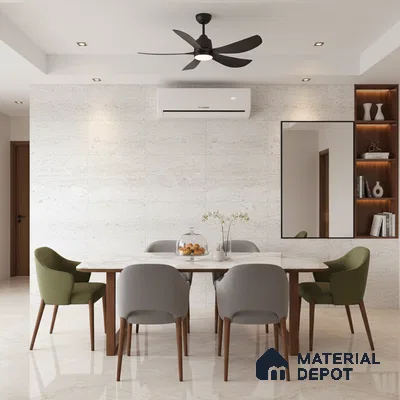 Punch Floor & Wall Tile TL 06274 Bash Arctic Frost 4 ft x 2 ft Vitrified Punch Finish - 9 mm (Random Design 3) | Suitable for Living Room, Bedroom, Bathroom & Kitchen