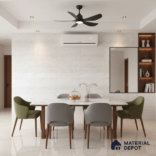 Punch Floor & Wall Tile TL 06274 Bash Arctic Frost 4 ft x 2 ft Vitrified Punch Finish - 9 mm (Random Design 3) | Suitable for Living Room, Bedroom, Bathroom & Kitchen