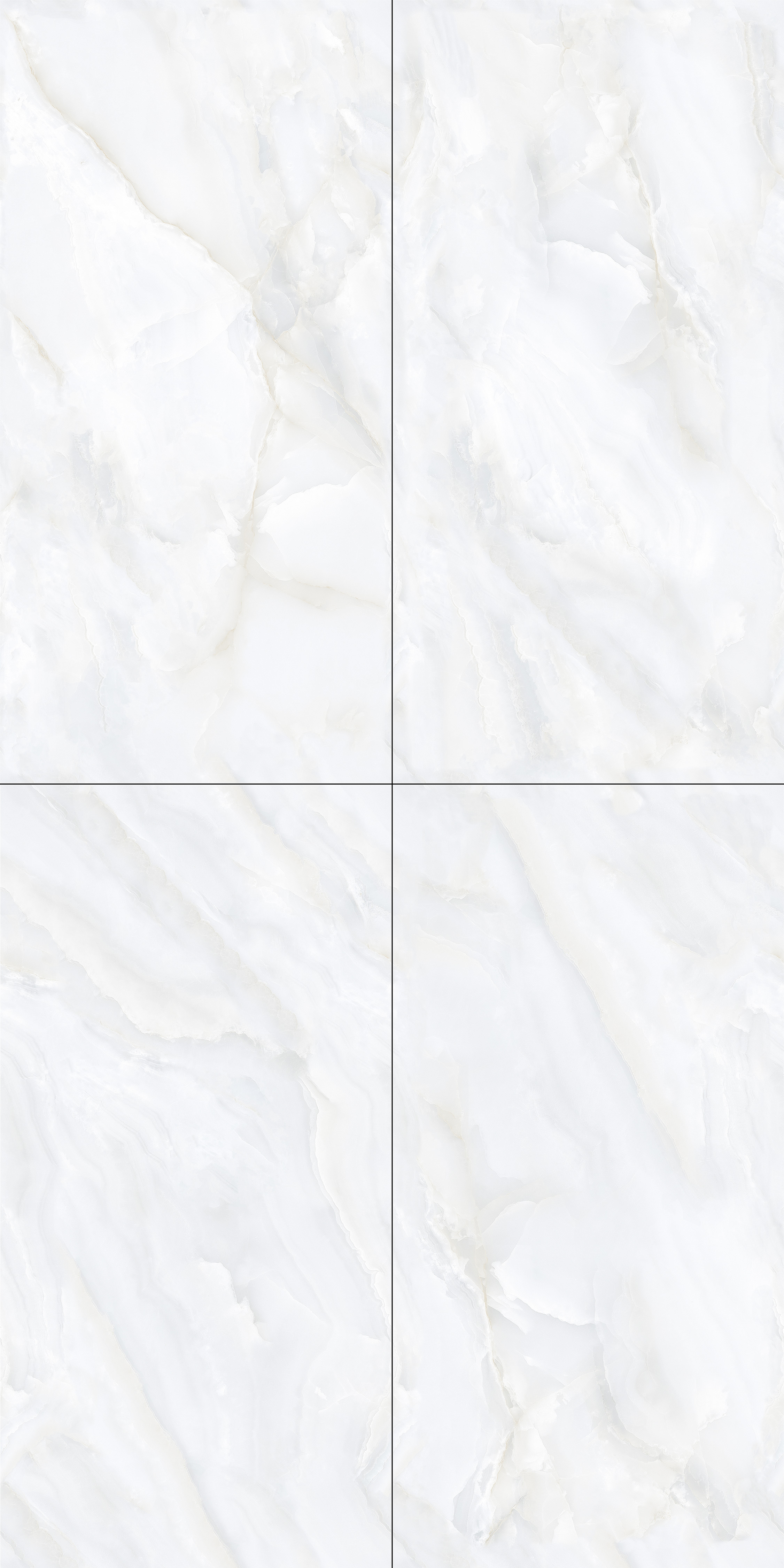 Marble Endless Onyx Wall & Floor Tile TL 06279 Milky White 4 ft x 2 ft Glossy Finish Vitrified Tile - 9 mm | 4 Random Designs | Suitable For Living Room, Bedroom, Dining