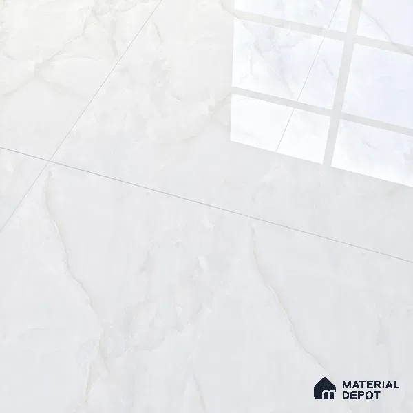Marble Endless Onyx Wall & Floor Tile TL 06279 Milky White 4 ft x 2 ft Glossy Finish Vitrified Tile - 9 mm | 4 Random Designs | Suitable For Living Room, Bedroom, Dining