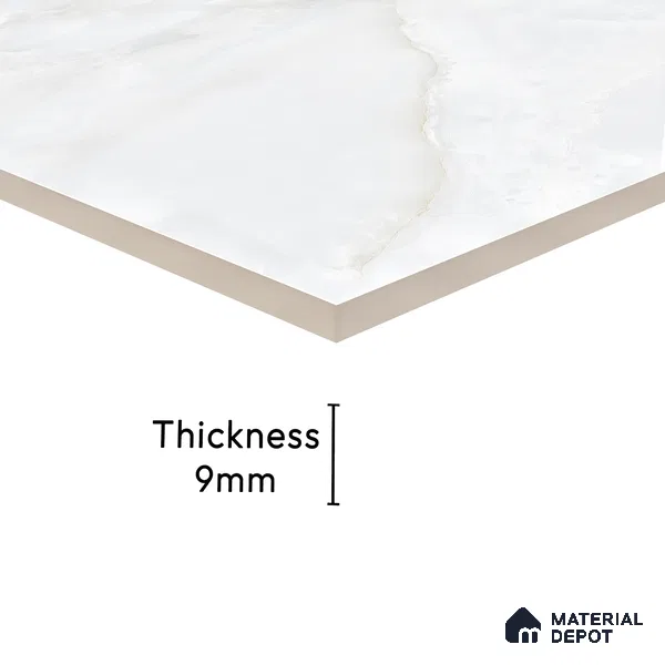 Marble Endless Onyx Wall & Floor Tile TL 06279 Milky White 4 ft x 2 ft Glossy Finish Vitrified Tile - 9 mm | 4 Random Designs | Suitable For Living Room, Bedroom, Dining