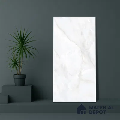 Marble Endless Onyx Wall & Floor Tile TL 06279 Milky White 4 ft x 2 ft Glossy Finish Vitrified Tile - 9 mm | 4 Random Designs | Suitable For Living Room, Bedroom, Dining