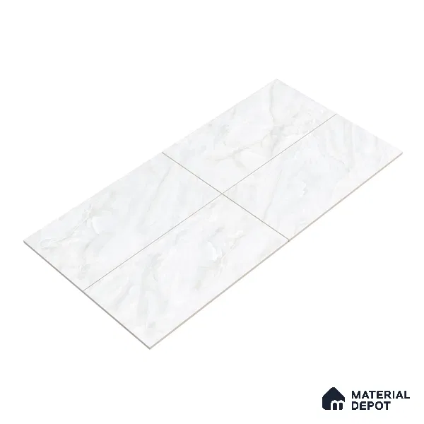 Marble Endless Onyx Wall & Floor Tile TL 06279 Milky White 4 ft x 2 ft Glossy Finish Vitrified Tile - 9 mm | 4 Random Designs | Suitable For Living Room, Bedroom, Dining