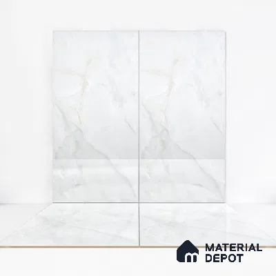 Marble Endless Onyx Wall & Floor Tile TL 06279 Milky White 4 ft x 2 ft Glossy Finish Vitrified Tile - 9 mm | 4 Random Designs | Suitable For Living Room, Bedroom, Dining